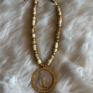 Tarina Tarantino Gold and Cream Vintage-Inspired Necklace